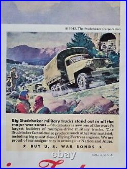 Wwii 1943 Flying Fortress Studebaker Us6 Truck Poster 36x28 Army Navy Airforce