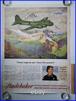 Wwii 1944 Flying Fortress Studebaker Us6 Truck Poster 36x28 Army Navy Airforce
