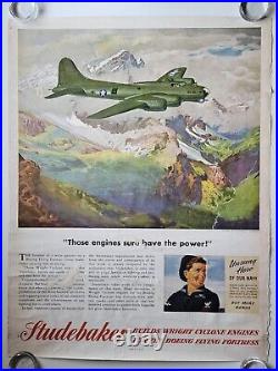 Wwii 1944 Flying Fortress Studebaker Us6 Truck Poster 36x28 Army Navy Airforce