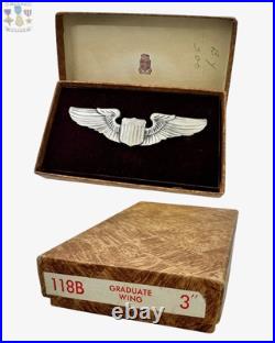 Wwii Army Air Corps Pilot Wings Badge 3 Size Graduation Box Balfour Ww2