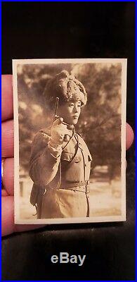 Wwii Original Japanese Photo Army Officer With Gun Sword Samurai Antique