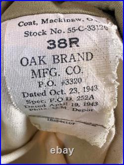Wwii Us Army Mackinaw Coat Type 2 1943 Oak Brand Mfg Size 38r Original