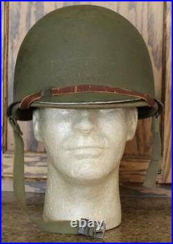 Wwii Us Army Usmc Front Seam Fixed Bale M-1 Helmet Ts-3 Hawley Fiber Liner