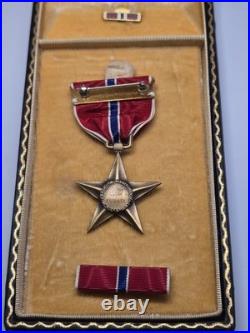 -named- Wwii Us Army Bronze Star In Coffin Case With Ribbon And Lapel Pin